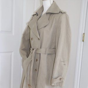 Classic Calvin Klein Beige Double-Breasted Lined Trench Coat